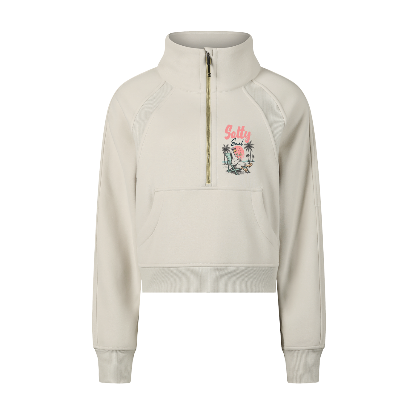 Cropped Half-Zip Sweatshirt